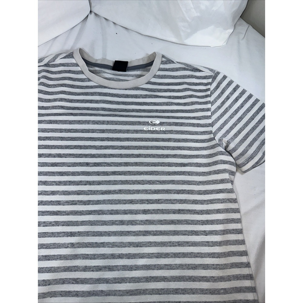 EIDER France T Shirt Tee Large Round Neck Short Sleeve Blue Ski Mountain Wear
